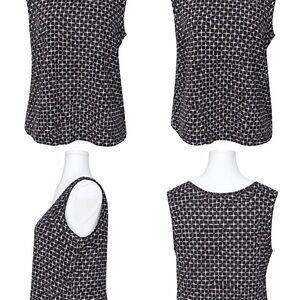 Haggar Black and White Geometric Sleeveless Tunic Top | XL